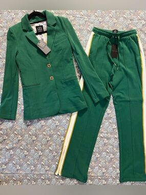 Care Tucker Morrison Interlock Blazer & Jordan Interlock Track Pant in Ivy